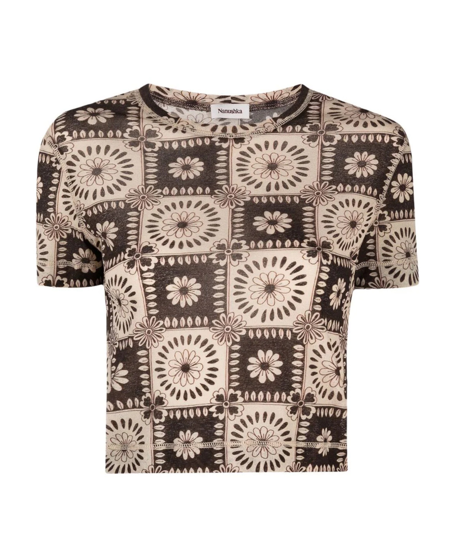 Nanushka Yareli Recycled Mesh Jersey T-shirt In Nude