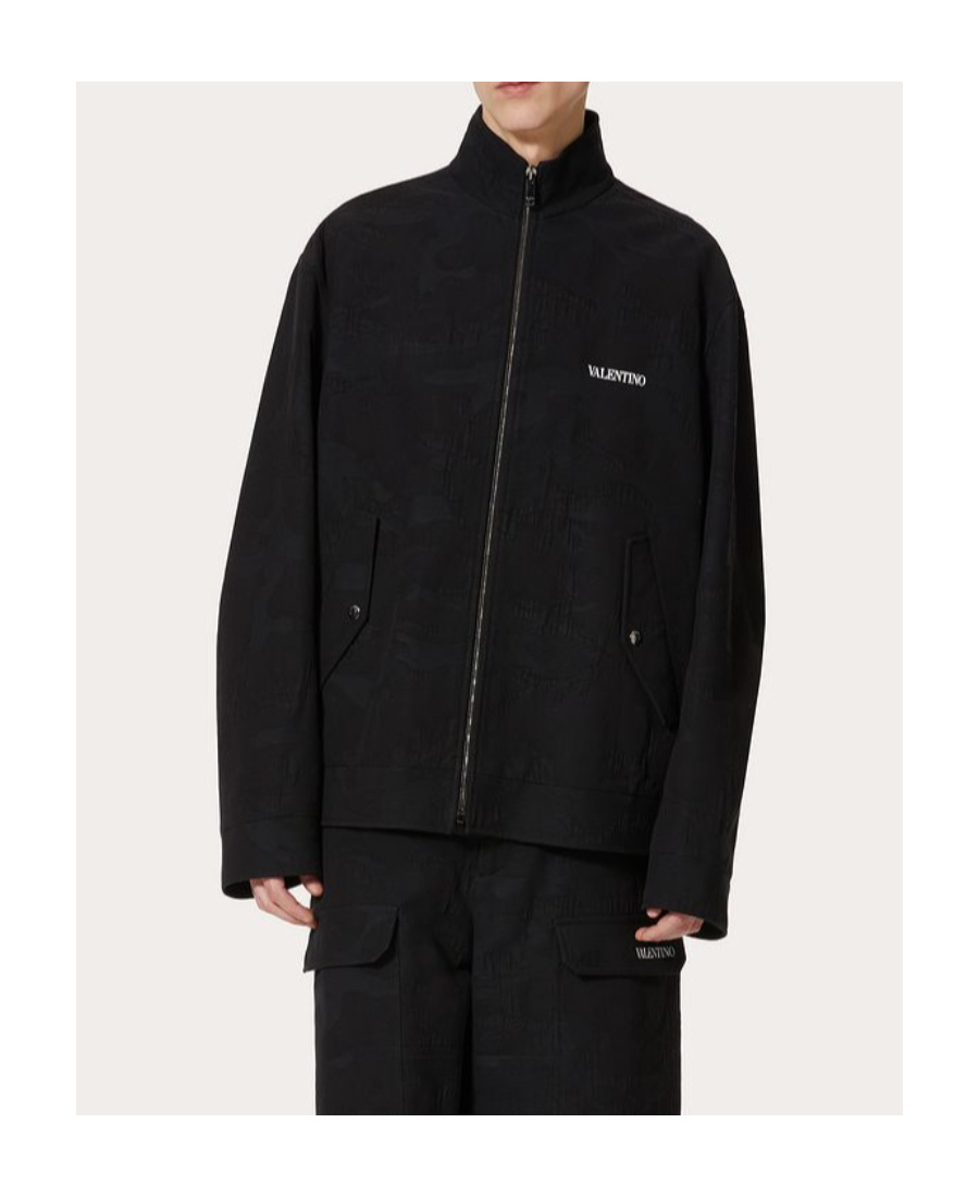 Valentino Tonal Camouflage-print Jacket In Black