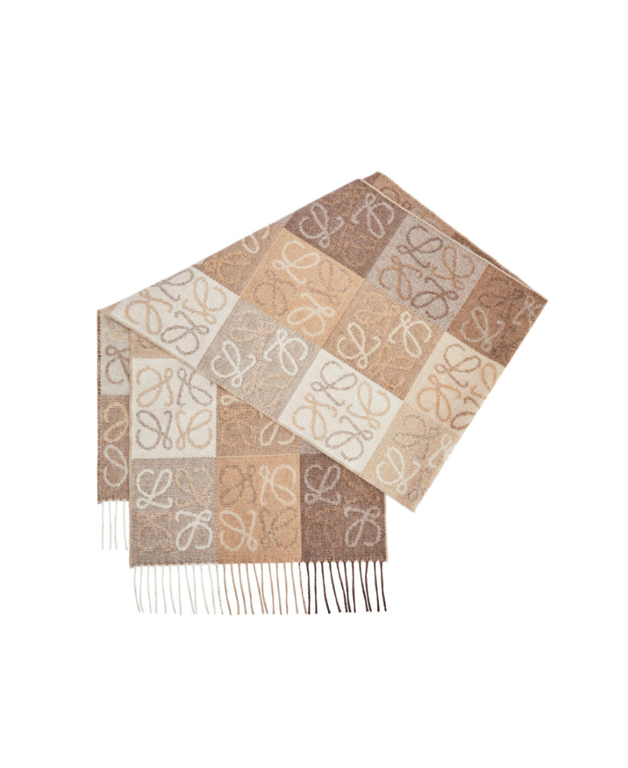LOEWE LOEWE CHECKERBOARD FRINGED EDGE SCARF