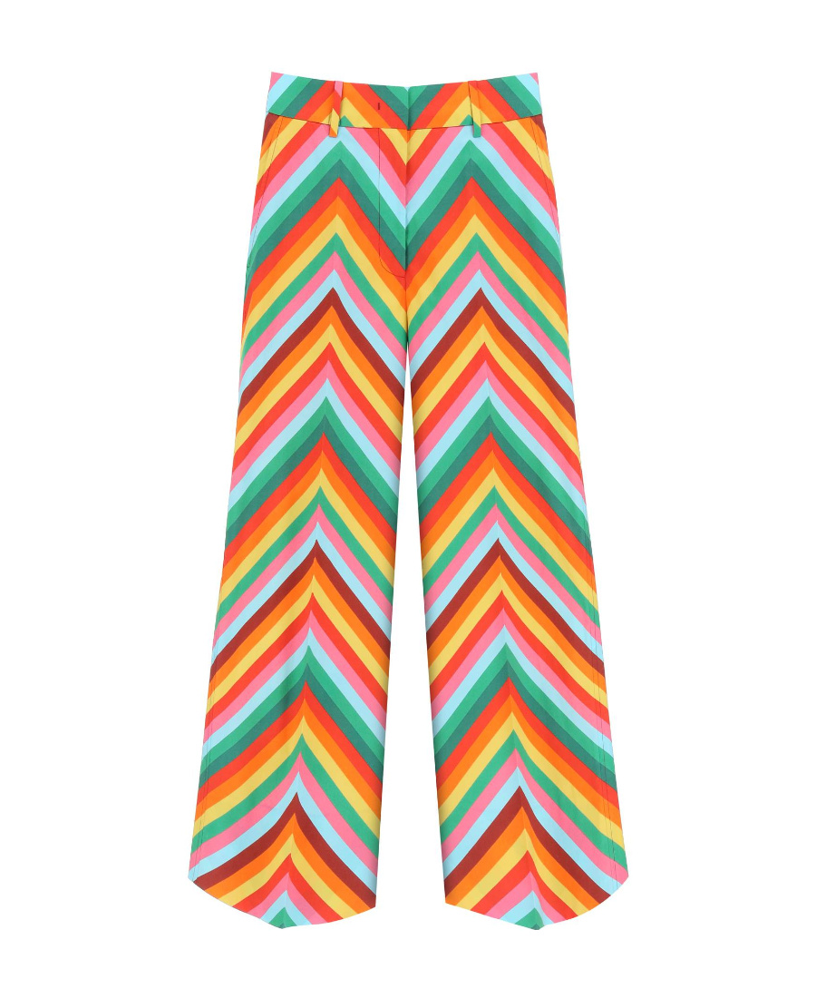 Shop Valentino Chevron-pattern Cropped Trousers In Multicolor
