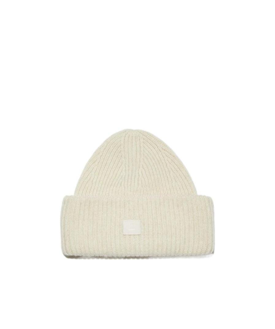 ACNE STUDIOS LOGO MOTIF RIB-KNIT BEANIE 