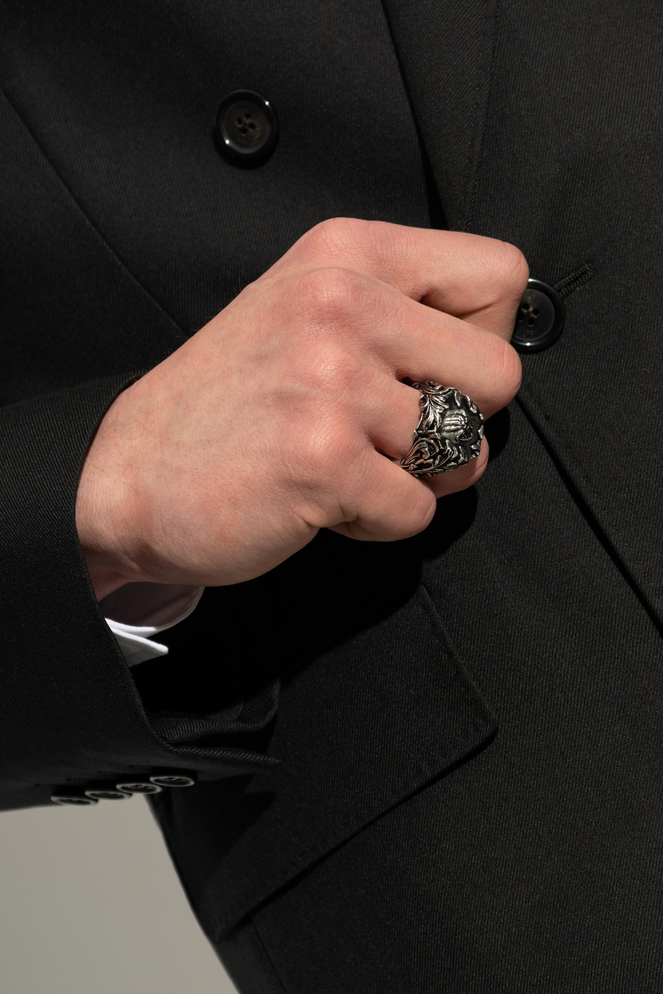 Versace Ring With Medusa Head Motif In Metallic