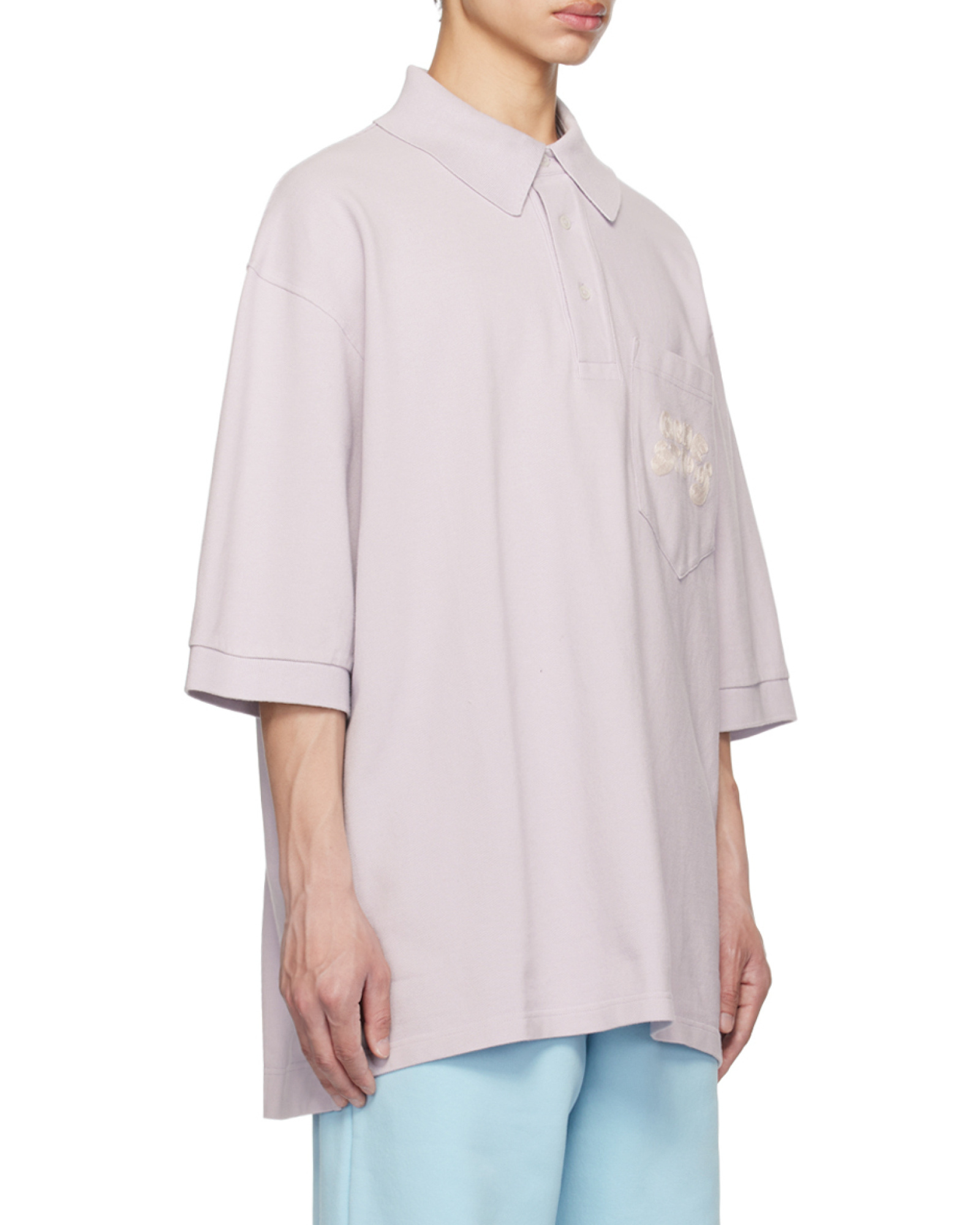 Shop Acne Studios Drop Shoulder Polo Shirt In Pale Lilac