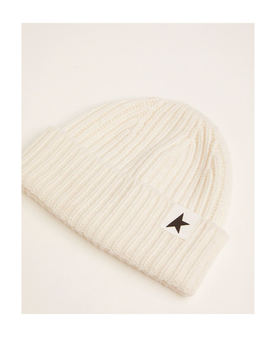 Golden Goose Logo-patch Wool Beanie In Nude