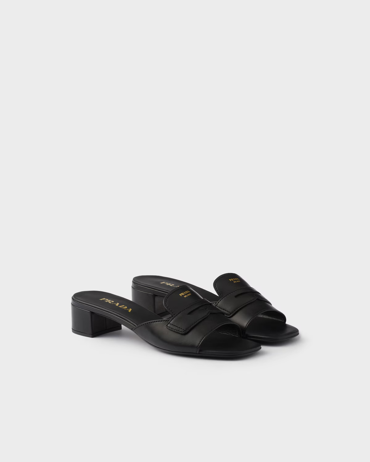 Prada Leather Sandals In Black