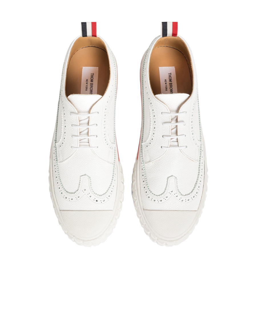 Thom Browne Tonal Brogue Sneakers In White