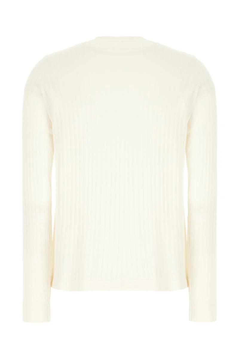The Row Ribbed Crew Neck Top With Long Sleeves In Neutral