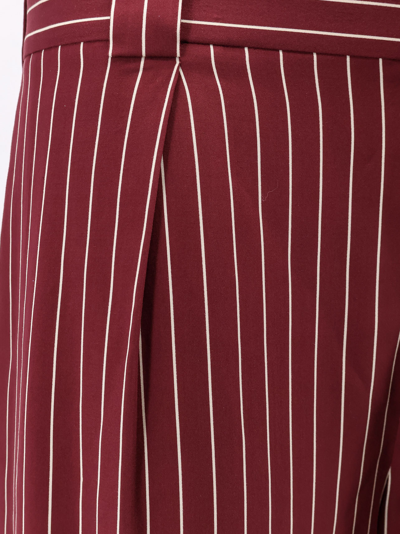 Saint Laurent Men Viscose Shorts With Pinstripe Motif In Burgundy