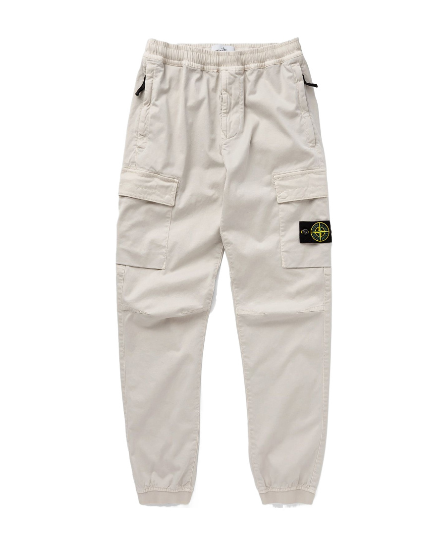 Stone Island Compass-motif Cargo Trousers In White