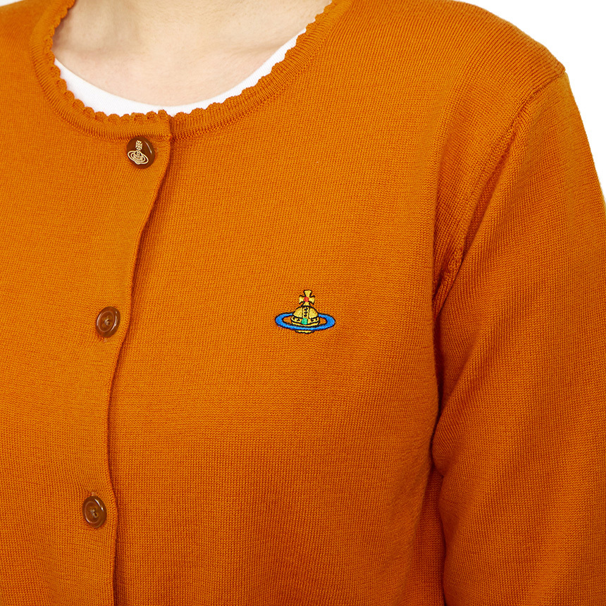 Vivienne Westwood Orb Embroidered Buttoned Cardigan In Orange