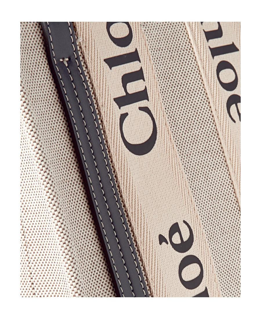 Chloé Stitched Tote Bag With Handles And Strap In Nude