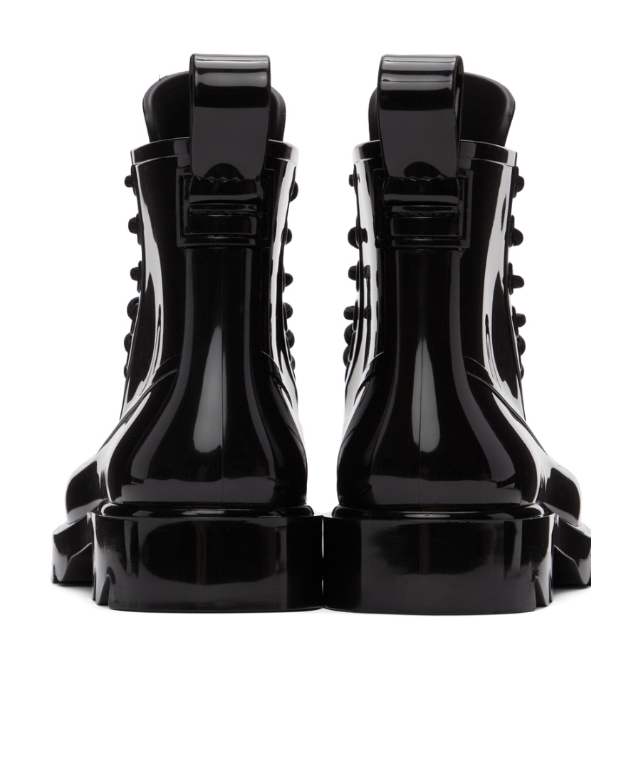 Bottega Veneta Round Toe Lace-up Combat Boots In Black