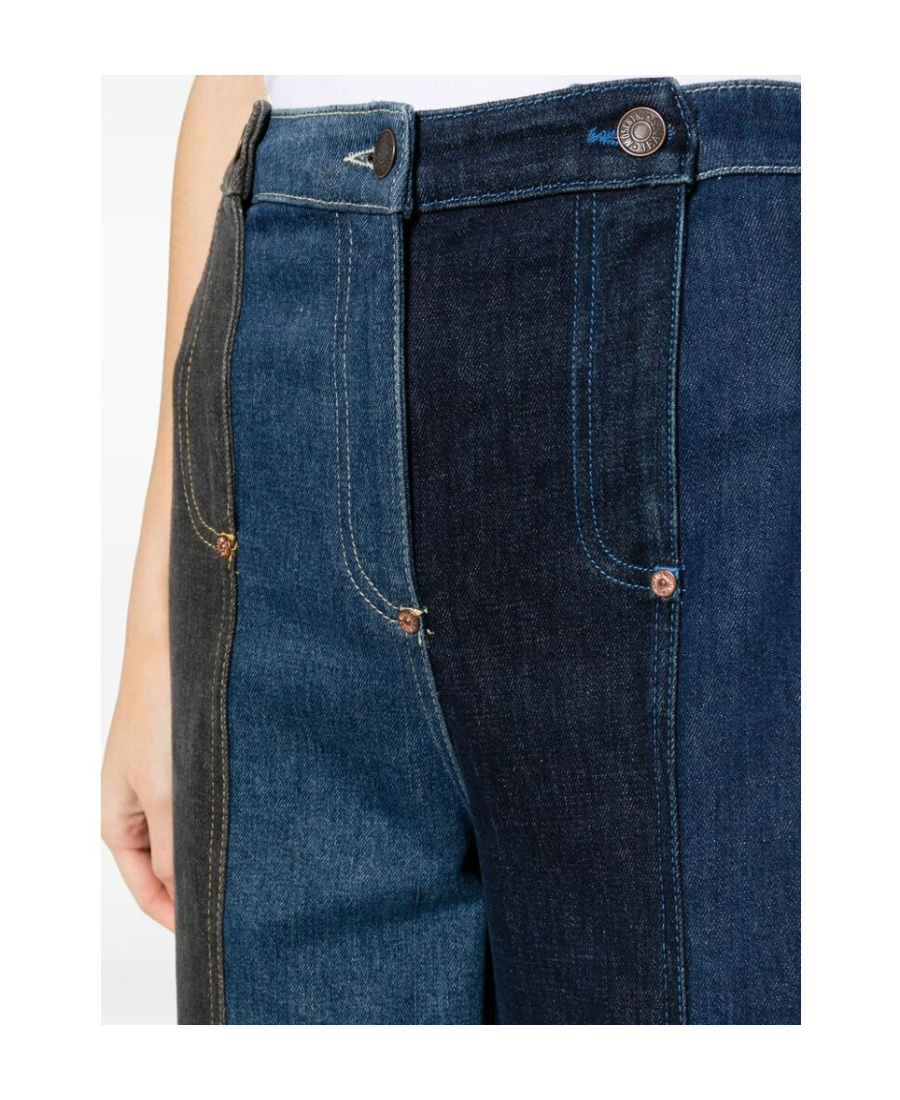 Shop Moschino High-waisted Wide-leg Jeans In Black