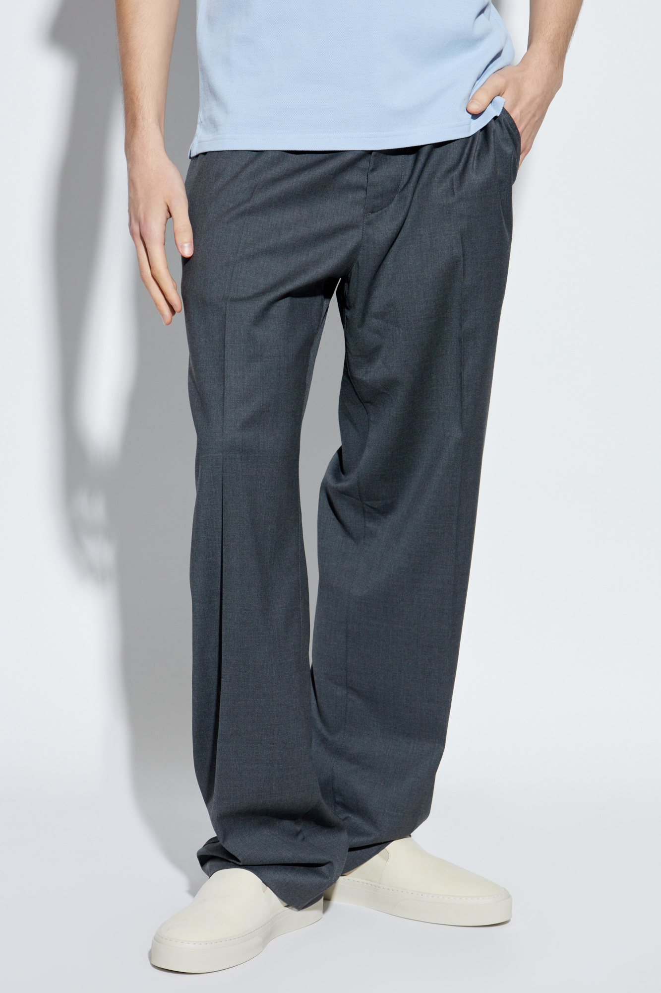 Moncler Logo-patch Trousers In Gray