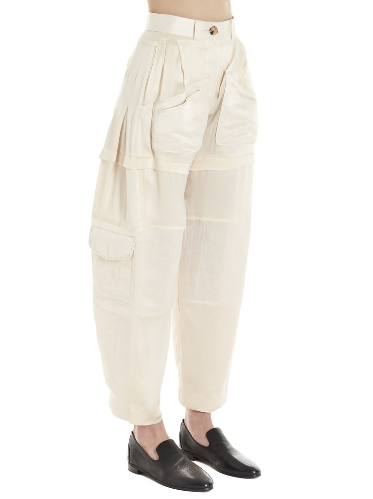 Lanvin Pants In Beige Silk In White