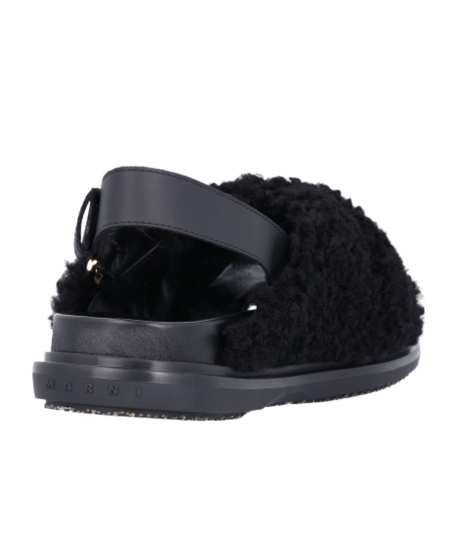 Marni Shearling Fussbett Slingback Sandals In Black