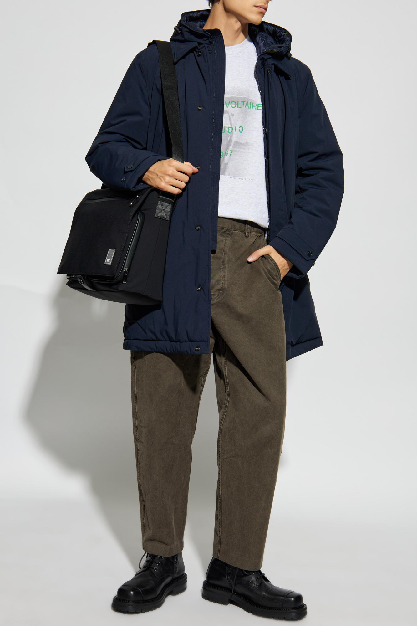 Woolrich Long-sleeved Down Jacket In Black