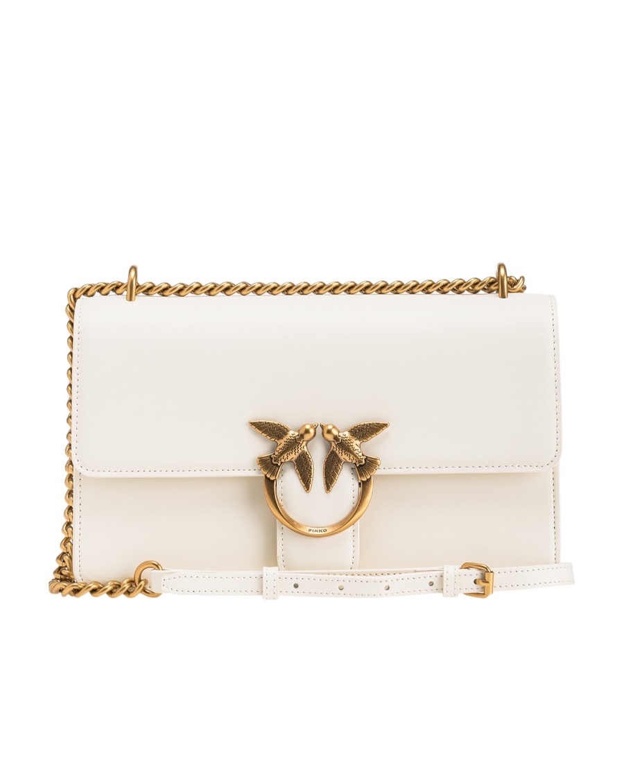 Pinko Love One Classic Logo Plaque Shoulder Bag In Nude