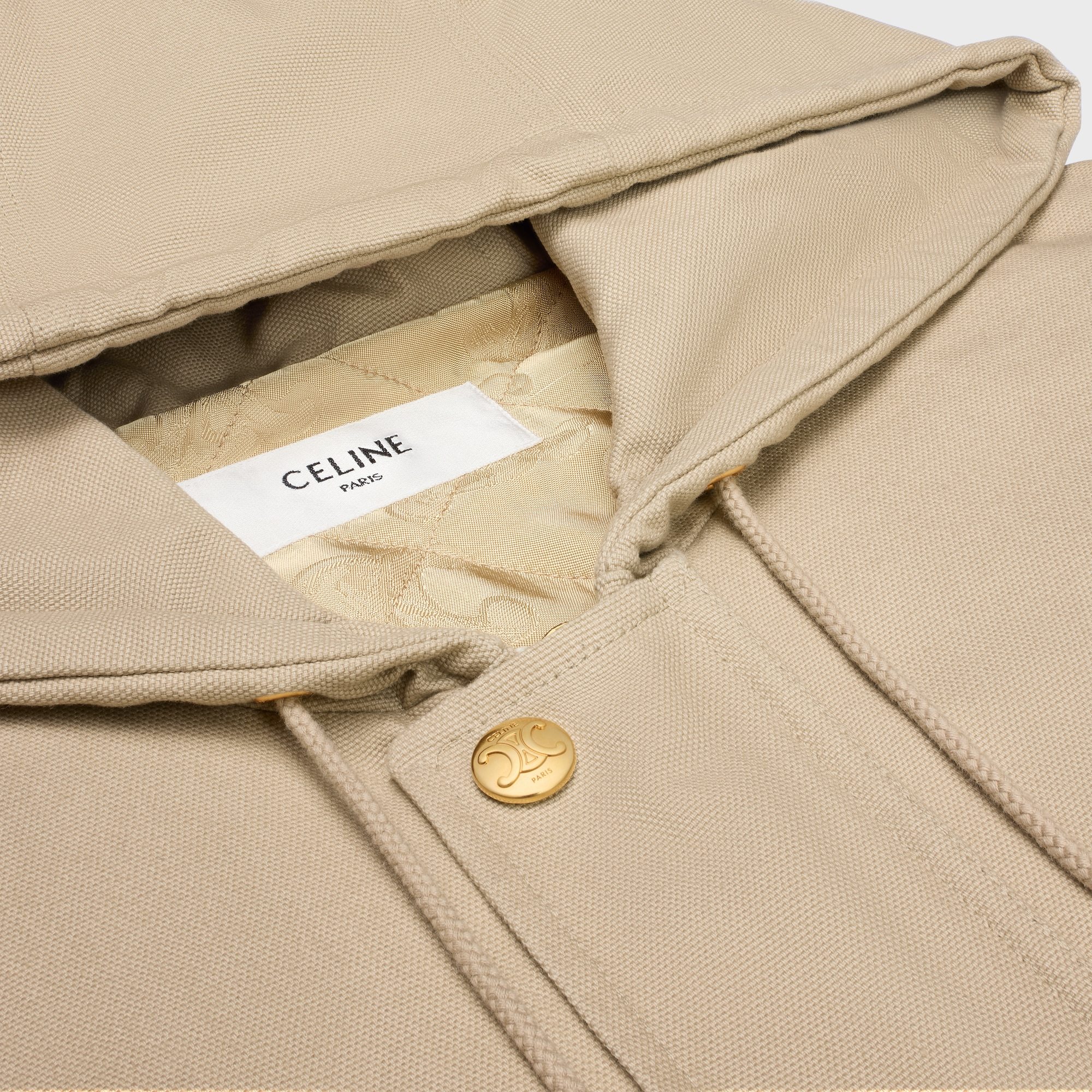 Celine Triomphe Blouson Jacket In Oxford Cotton In Neutral