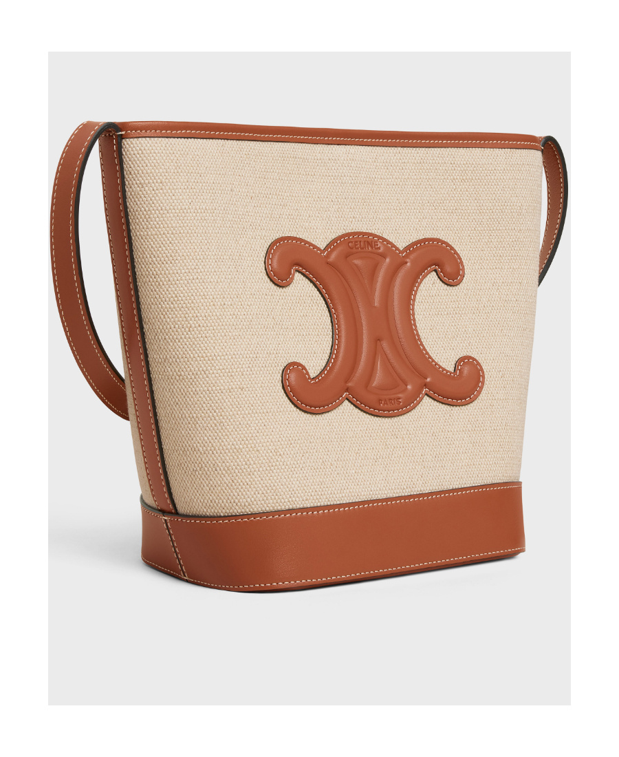 CELINE SMALL BUCKET CUIR TRIOMPHE IN TEXTILE AND CALFSKIN