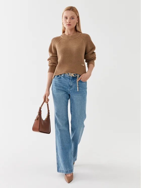 Shop Michael Kors Logo Logo Knitted Sweater In Brown