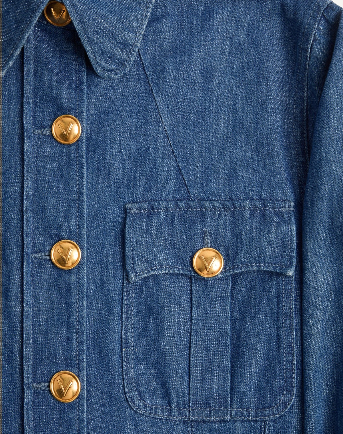 Valentino Garavani Women Solid Sahariana In Denim In Blue