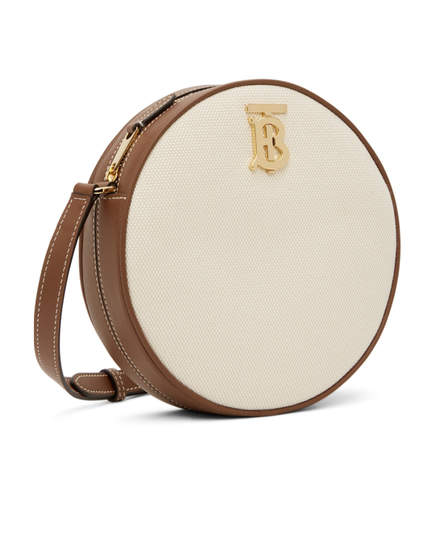 Burberry Circular Logo-plaque Crossbody Bag In Nude