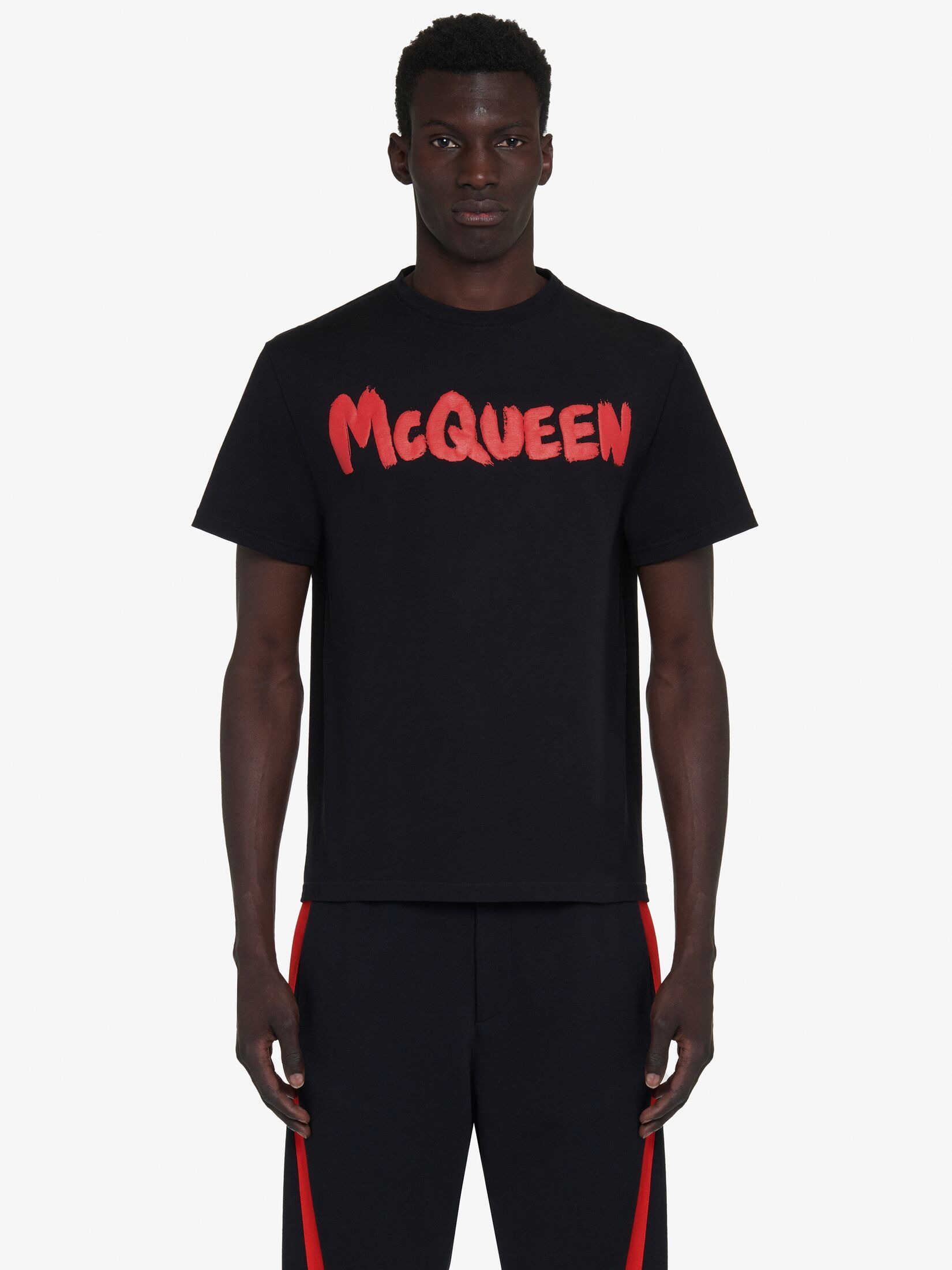 Alexander Mcqueen Graffiti Logo Crewneck T-shirt In Black