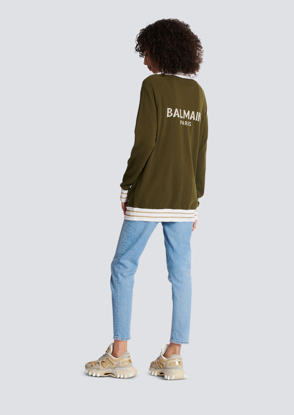 Balmain Button-front Knitted Cardigan In Brown