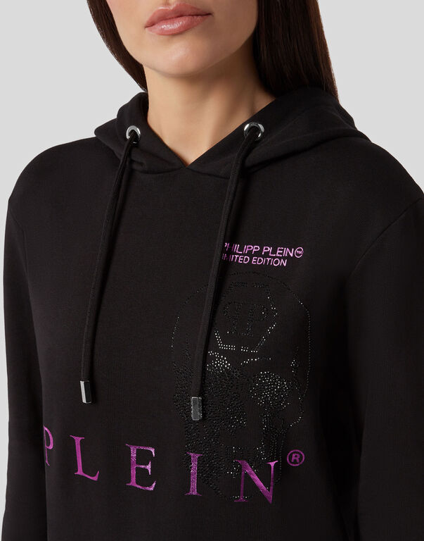 Philipp Plein Logo Details Hooded Hoodie In Black