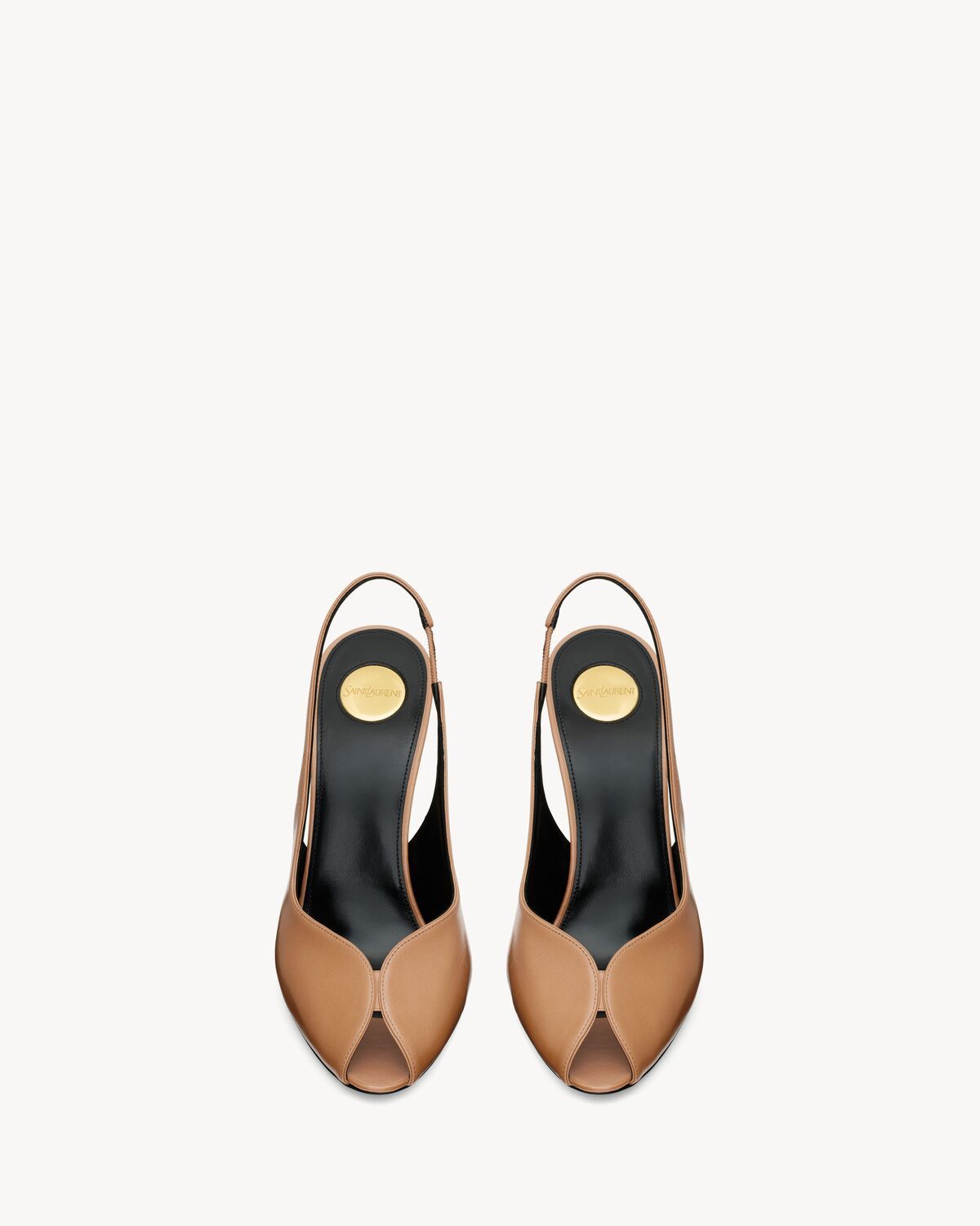 Saint Laurent Page Slingback Pumps In Smooth Leather In Brown