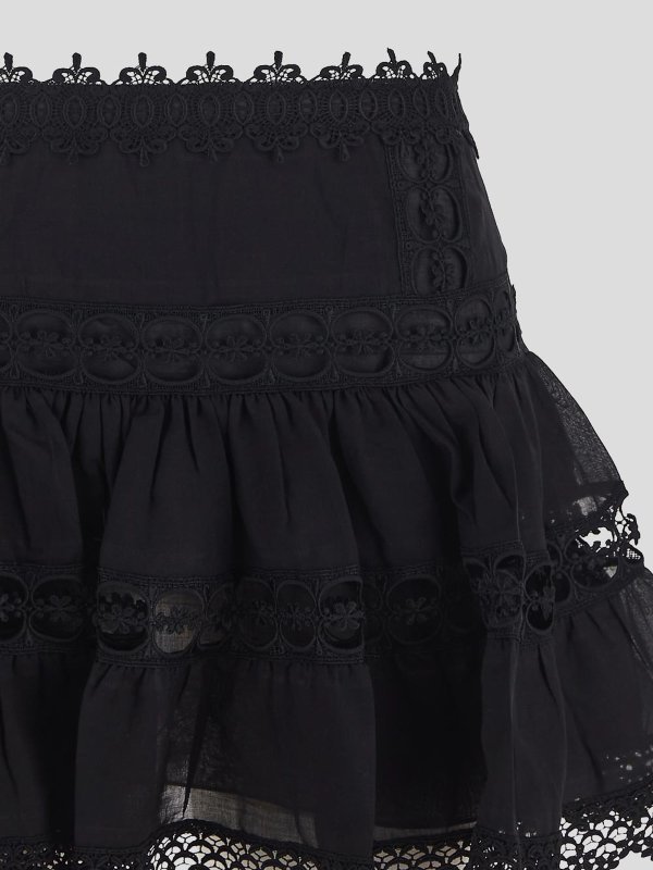 CHARO RUIZ BRODERIE-TRIMMED POPLIN SKIRT