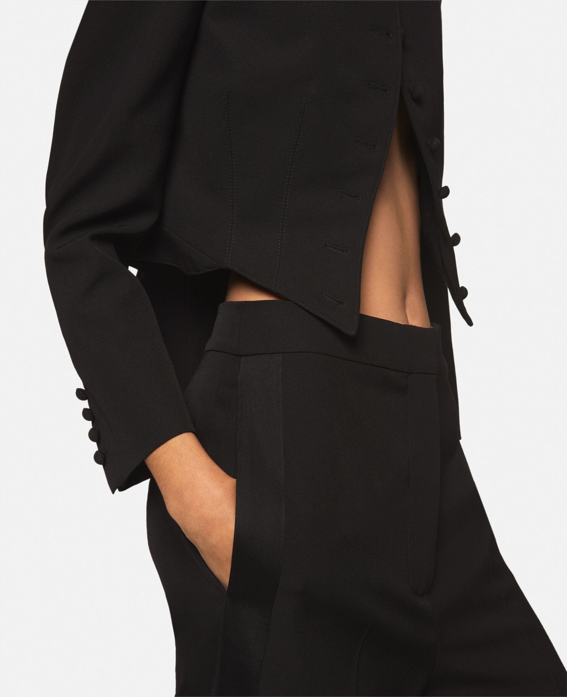 Stella Mccartney Pleated High-rise Wide-leg Wool Trousers In Black