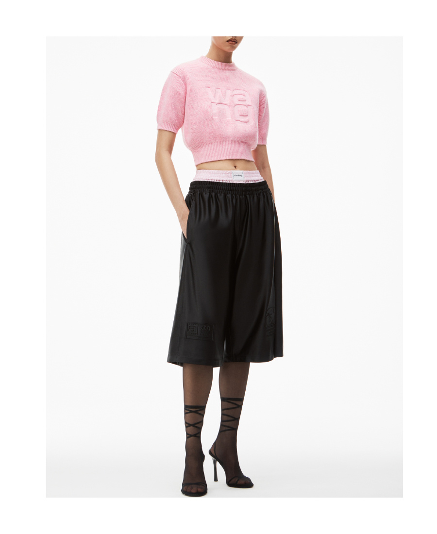 ALEXANDER WANG T DENSELY WOVEN ENGRAVED SHORT-SLEEVED PULLOVER
