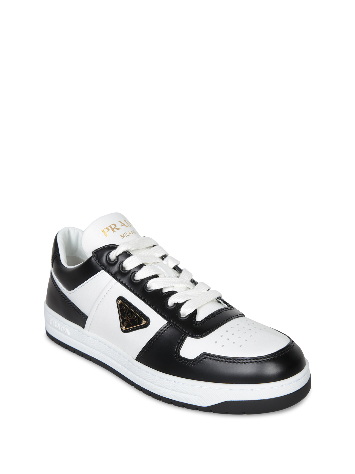 Prada Urban Leather Sneakers Featuring Contrast Panels In White