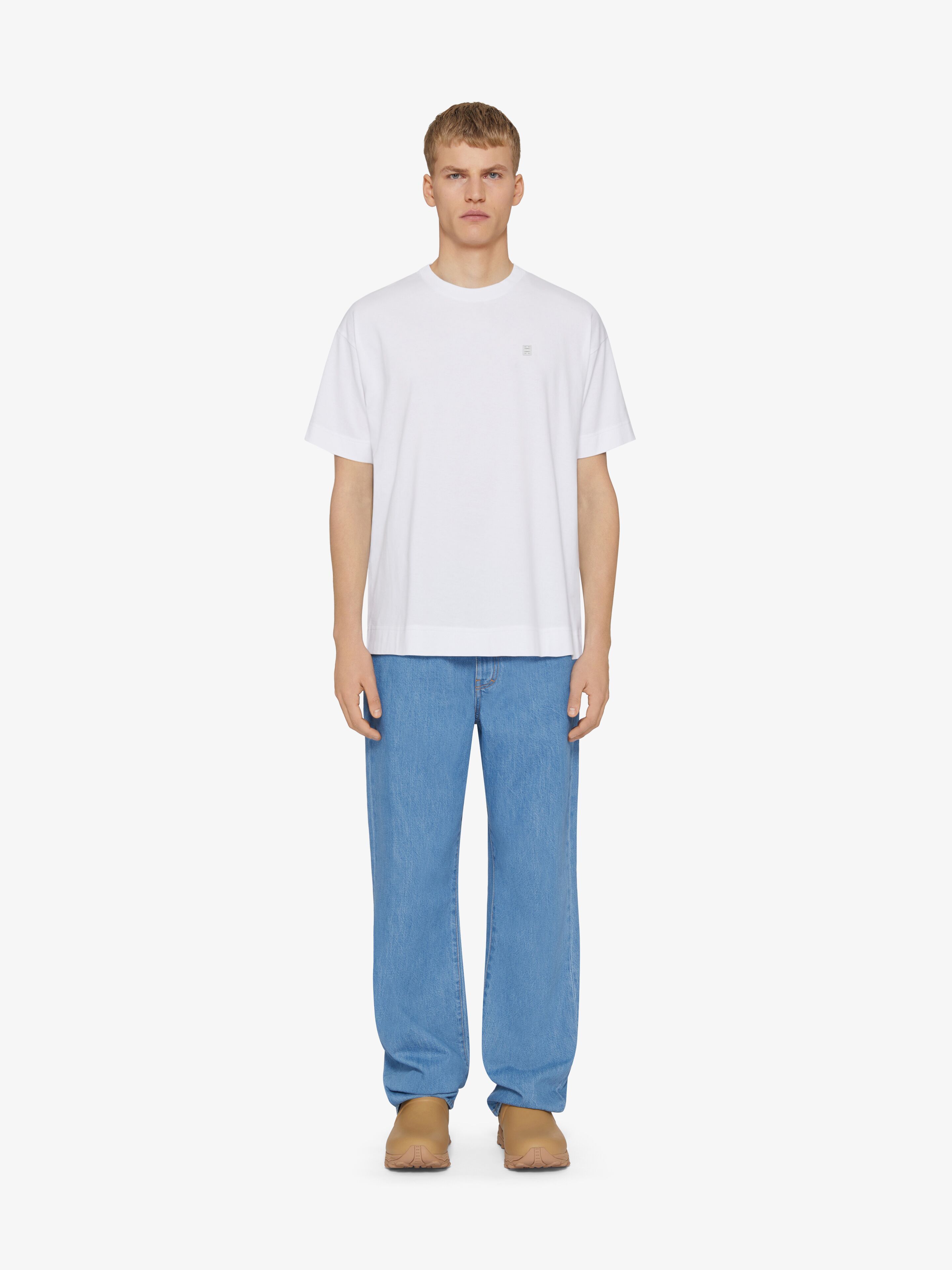Givenchy T-shirt In Mercerized Cotton With 4g Detail In White