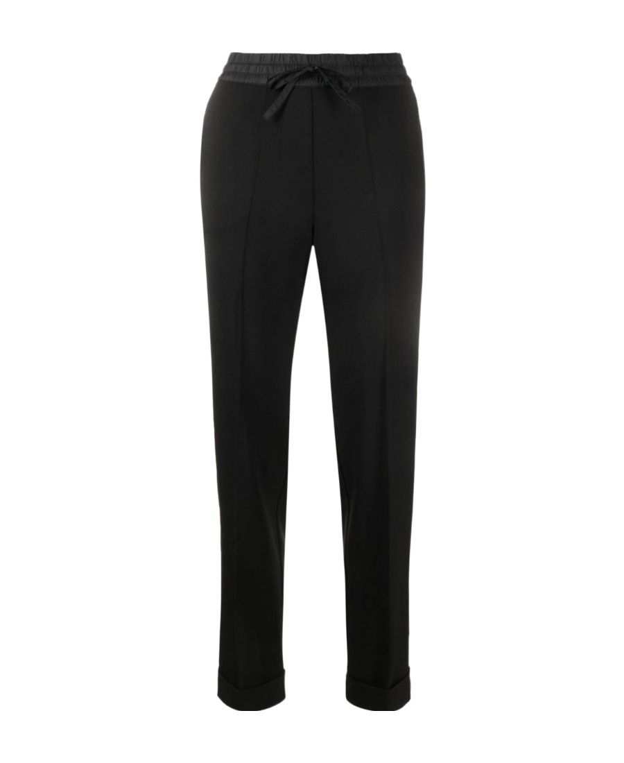 P.a.r.o.s.h Wool Blend Drawstring Trousers With Cuffed Hems In Black