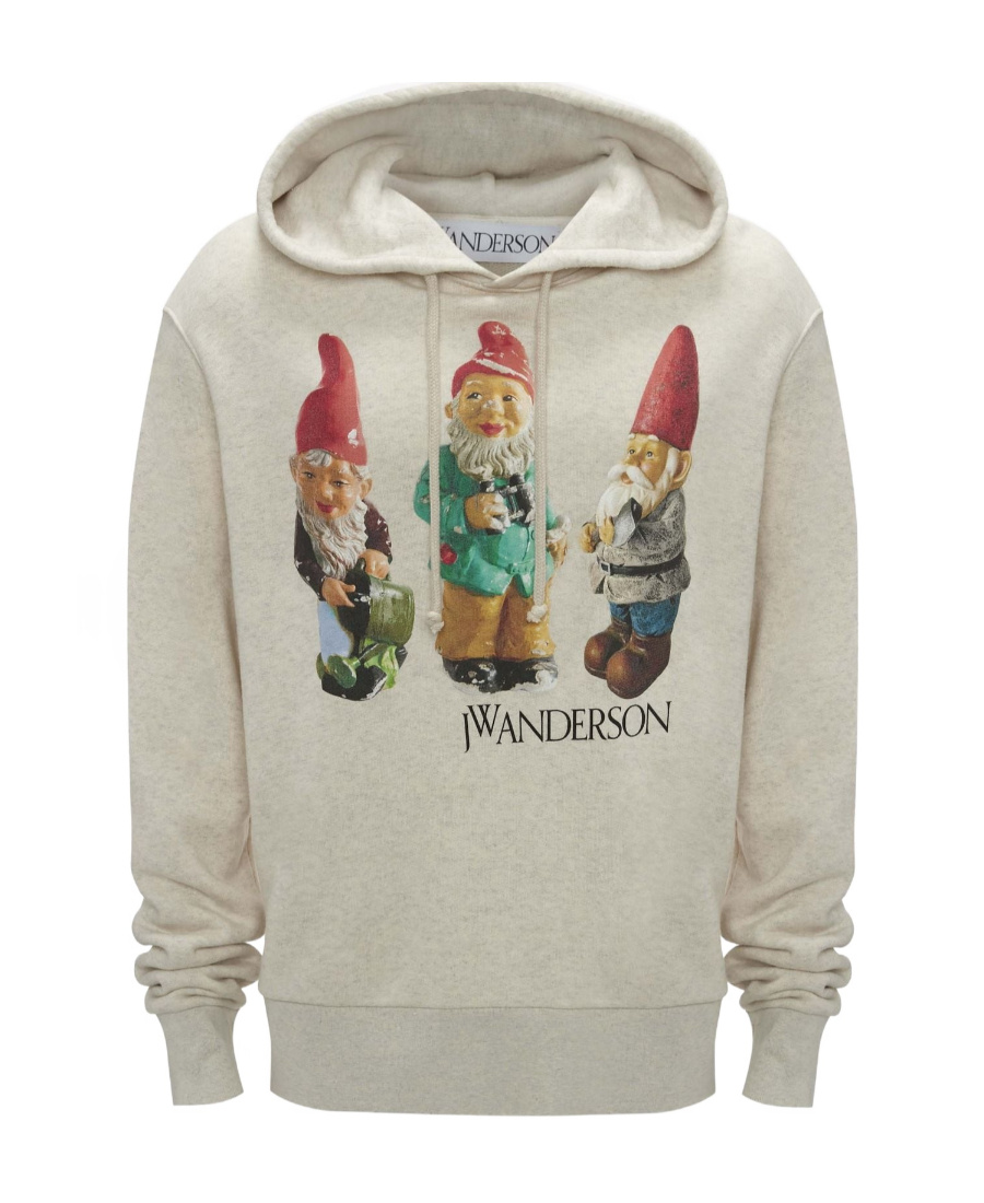 Jw Anderson Gnome Trio Cotton Hoodie In Nude