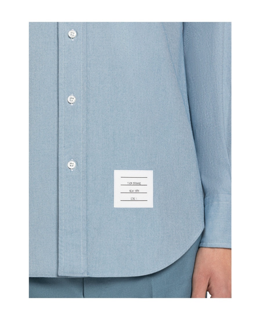 Thom Browne Flannel 4-bar Straight Fit Shirt Man Polo Shirt Multicolored Size L Cotton In Blue