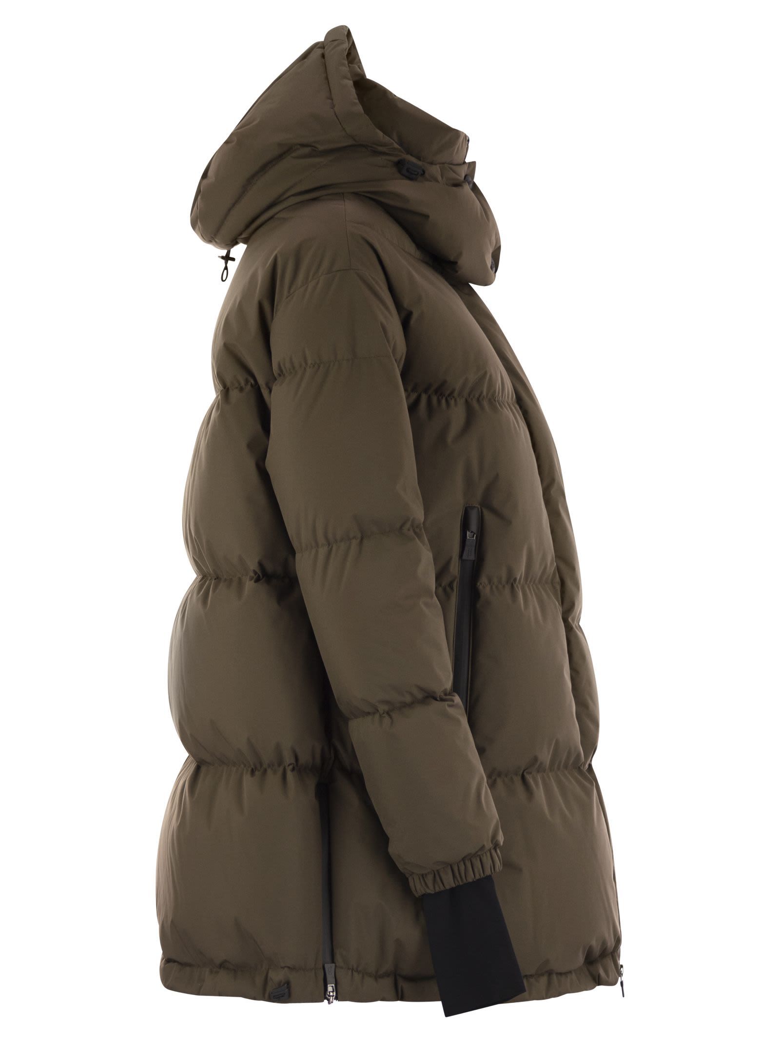 Herno Quilted Down Jacket With Hood And Vents In Brown