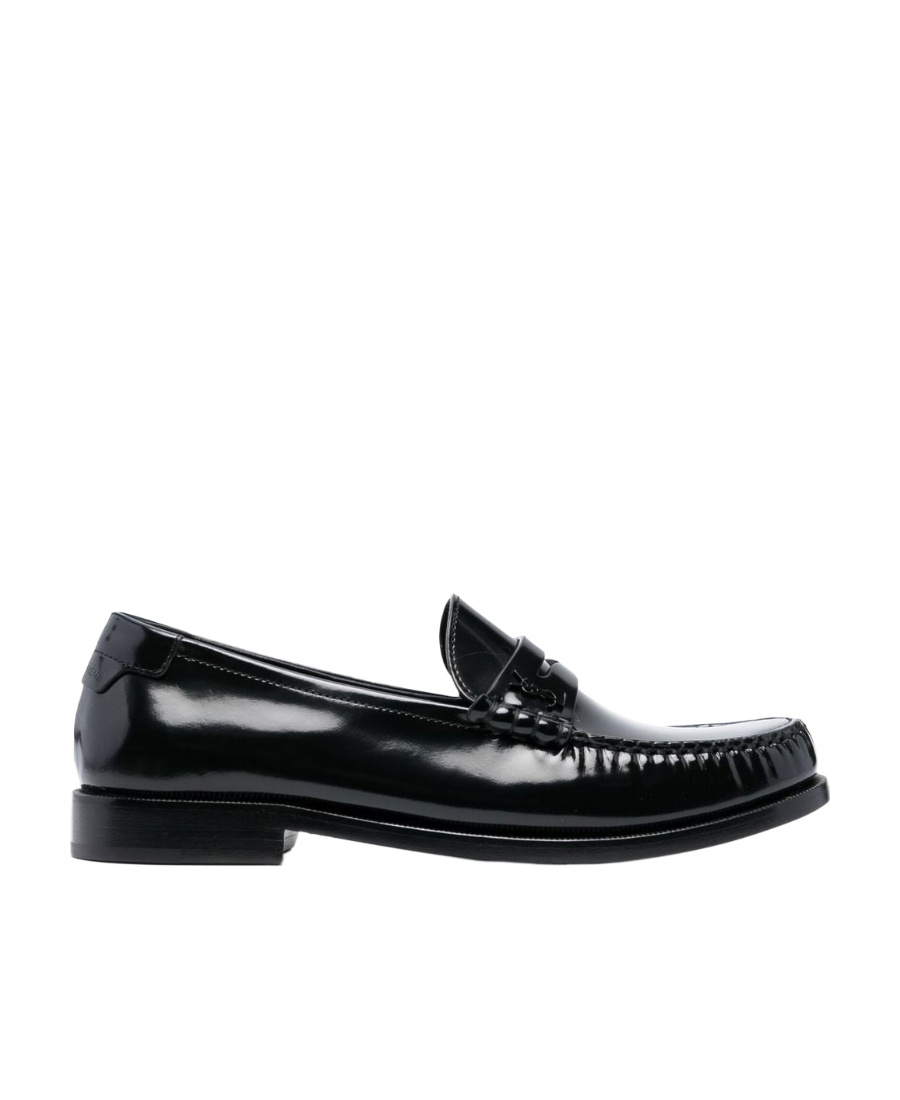 Saint Laurent Monogram Penny Loafers In Calf Leather In Black