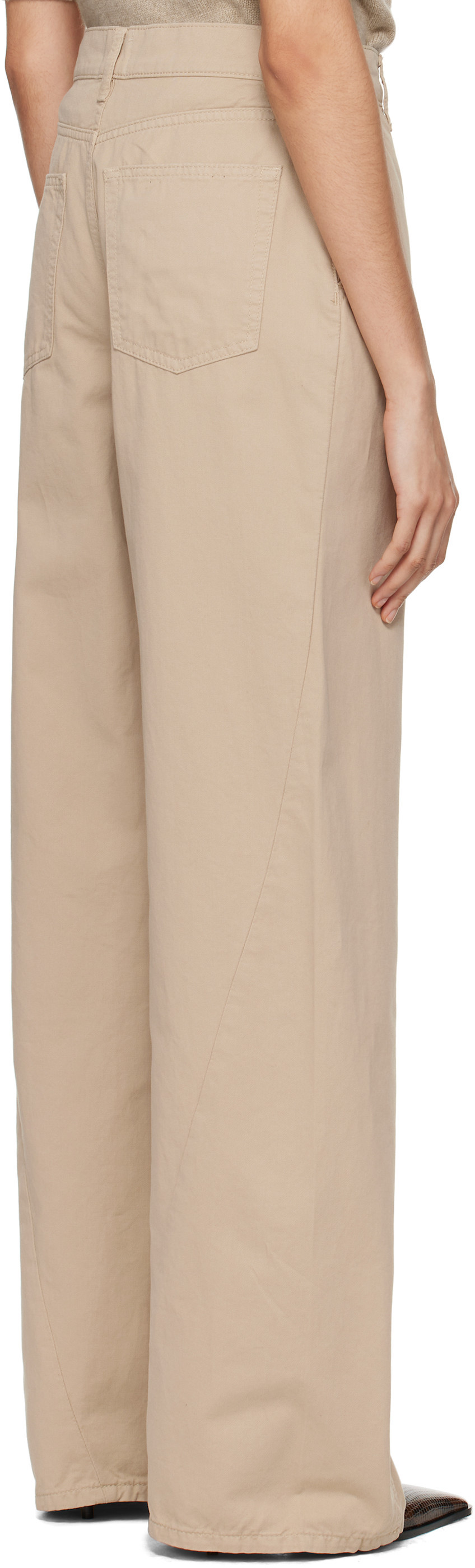 Shop Anine Bing Briley Curved-seam Twill Trousers In Nude