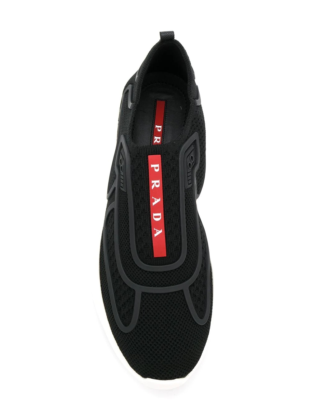 Prada Logo Sock Sneakers In Black