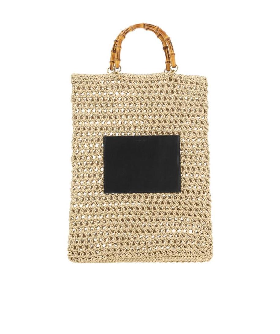 Jil Sander Woven Bamboo-handle Tote Bag In Nude