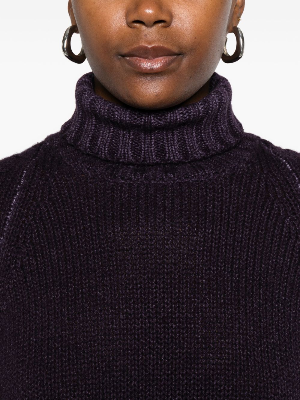 Baserange Turtleneck Ribbed Sweater In Brown