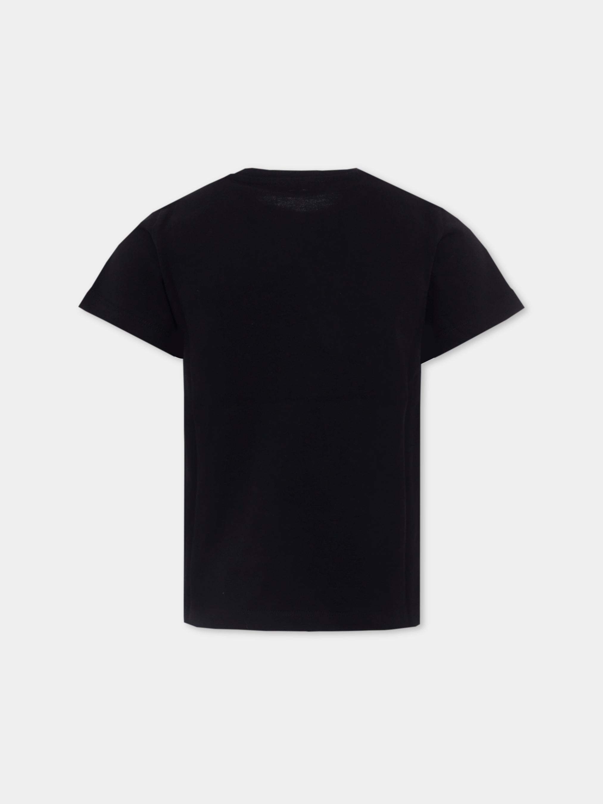Balmain Black T-shirt For Kids With Logo