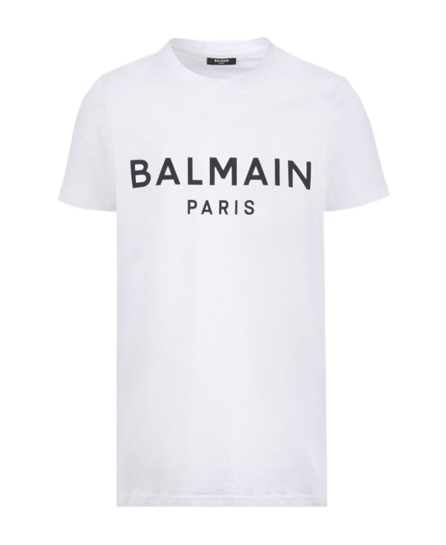 Balmain Logo Print Crewneck T-shirt In White
