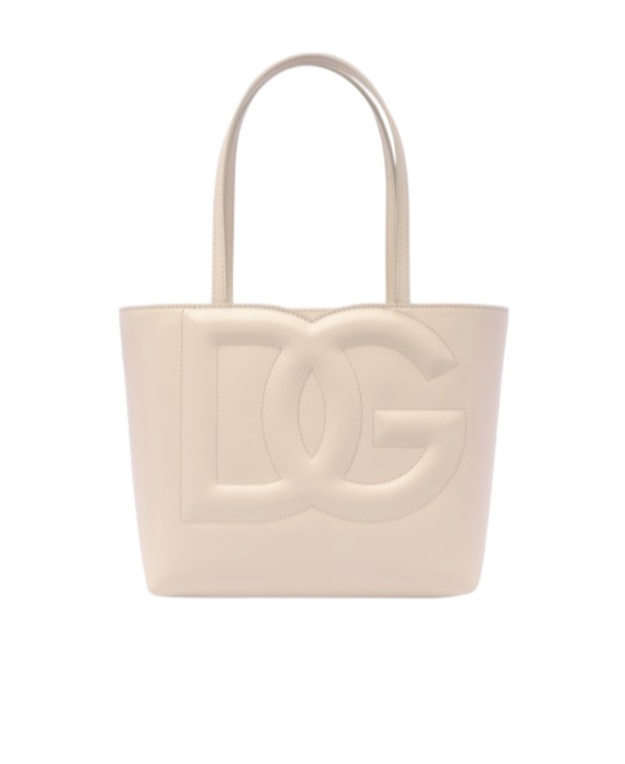 Dolce & Gabbana Small Dg Logo Leather Tote Bag In Nude