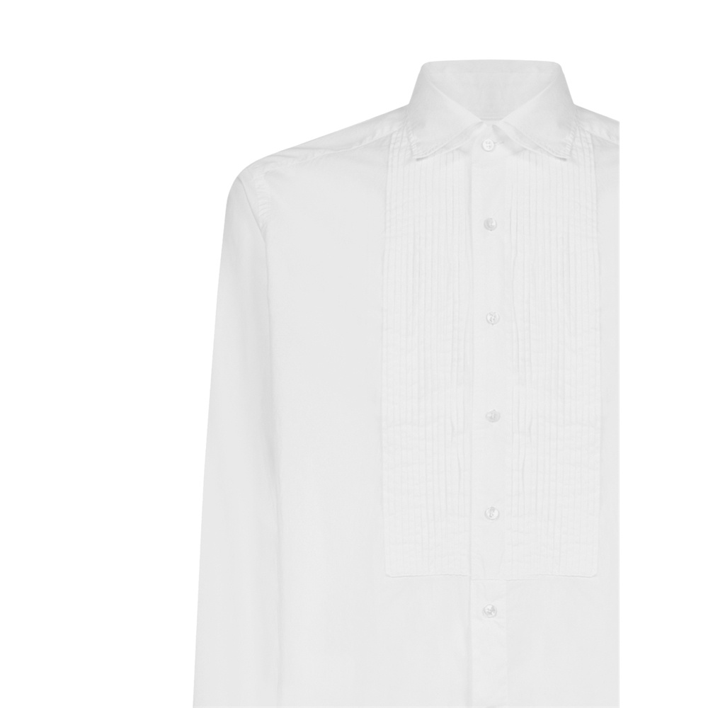 Tagliatore Refined White Smoking Shirt With Pintuck Detailing In White