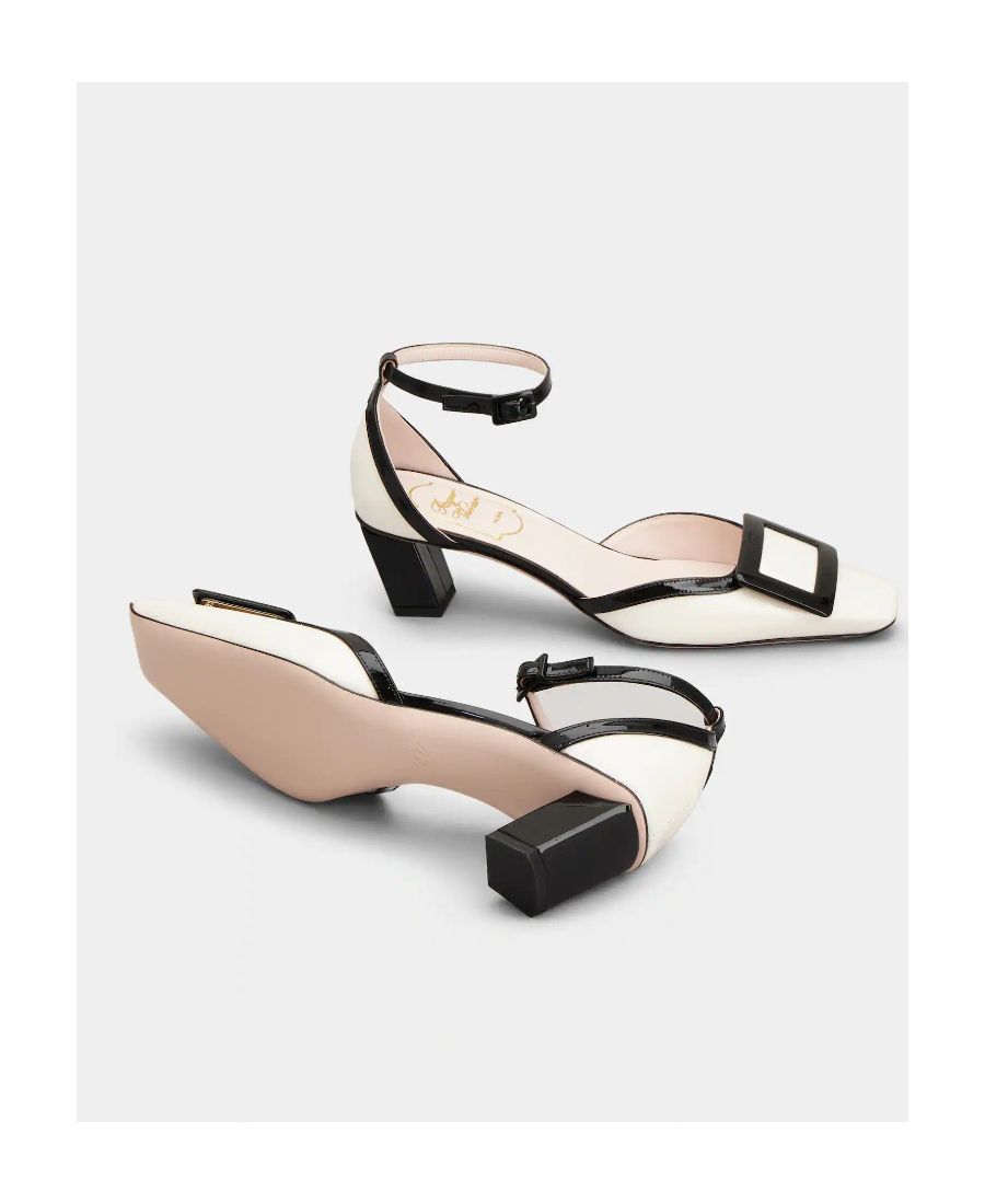 Shop Roger Vivier Belle Vivier Ankle Strap Lacquered Buckle Pumps In Patent Leather In Black